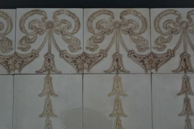 England Antique Art Nouveau Majolica 12-Set Tile C1900 4