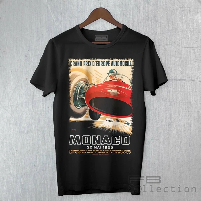 T-shirt Uomo Monaco 1955 F1 Grand Prix de Montecarlo Europe Automobile Vintage