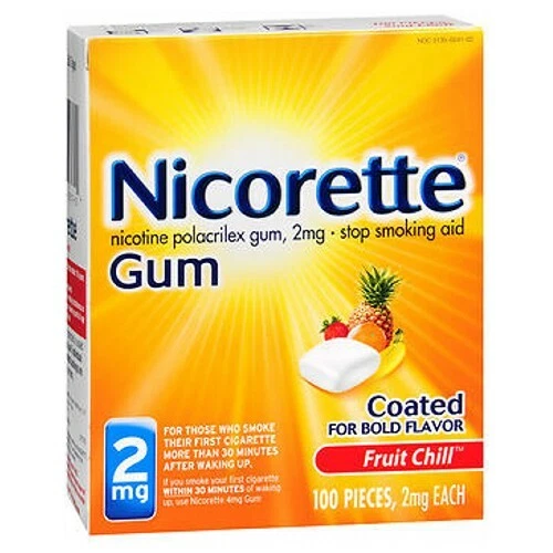 Nicorette Nicotine Polacrilex Gum Fruit Chill 100 Chacun