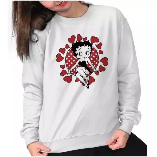 Vintage Valentines Day Betty Boop Love Gift Womens Crewneck Sweatshirt Pullover