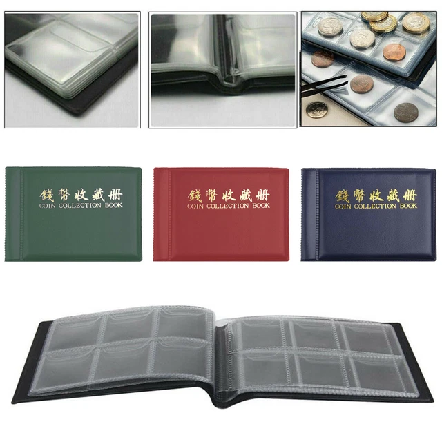 Classeur pour Collection Pièces en PVC Album Porte-Monnaie Rangement de Pièce