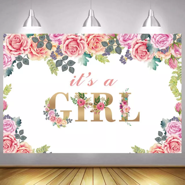 It Is a Girl Fondo Baby Shower Flor Feliz Cumpleaños Foto Fondo Banner