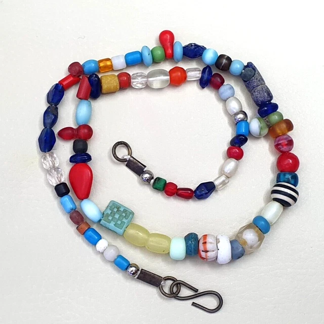 Antique Old Beads Traded Multi color Glass Beads Jewelry Necklace  Mala