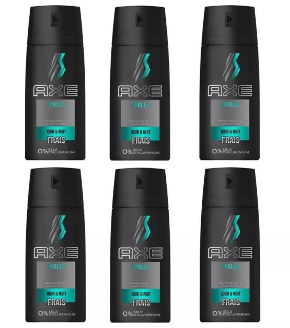 6Pz Axe Apollo Deodorante Spray Corpo 150Ml Dedorante Uomo Deo Body