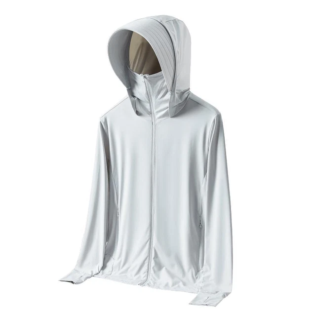 Lightweight Sun Protections Clothing Long Sleeve Ice Hoodie Silk Shirt V7D1