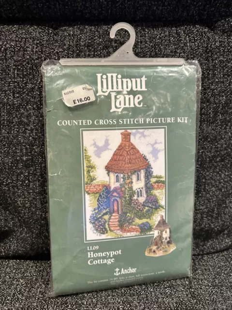 NEW Anchor Lilliput Lane LL09  Honeypot Cottage Counted Cross Stitch Kit NEW