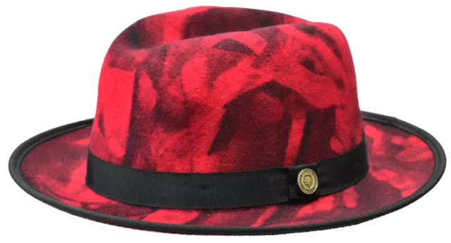 NUEVO Para hombres Bruno Capelo Moda Vestido Fedora Sombrero 100% Lana Kingston Rojo Negro EE. UU.