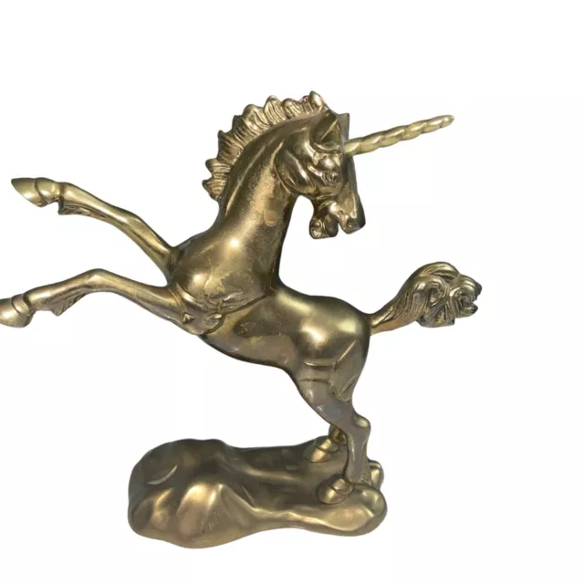 Vintage Brass Unicorn Statue Mythical Animal Figure
