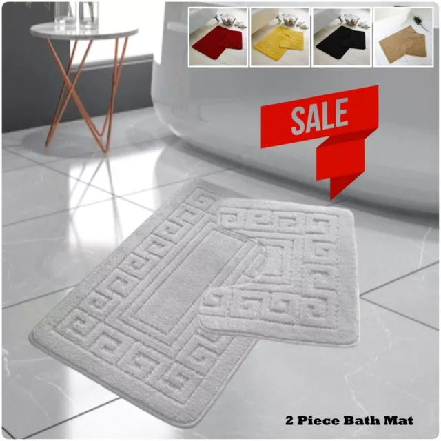 Luxury 2Piece Bath Mat Ultra Soft Bathroom Rug Anti Slip Toilet Rug Pedestal Set