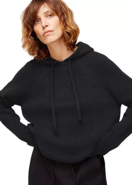 Whistles Womens Ribbed Knitted Hoodie Sweater X-Small Black - NWT $219