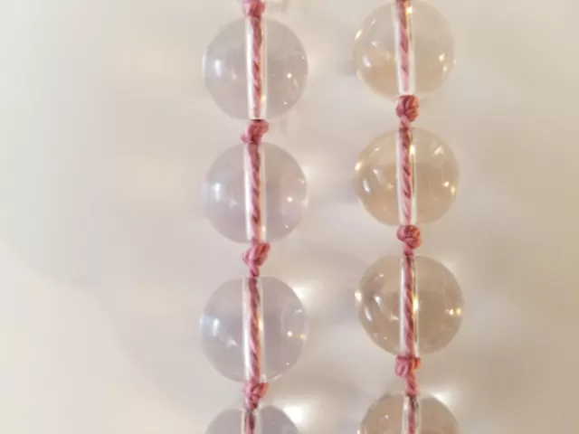 Hand knotted 20 in.pool of lights style necklace,  100% pink silk handmade clasp