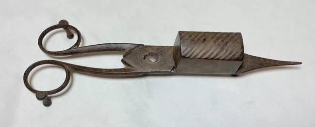 Antique 1700s Georgian wrought iron Candle Snuffer Wick Trimmer Scissors striker