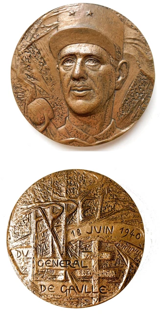Médaille bronze De Gaulle appel du 18 juin 1940 par Engels