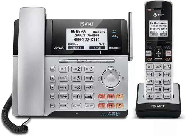 NEW AT&T TL86103 2-line Connect to Cell Corded/Cordless Answering system with Ca