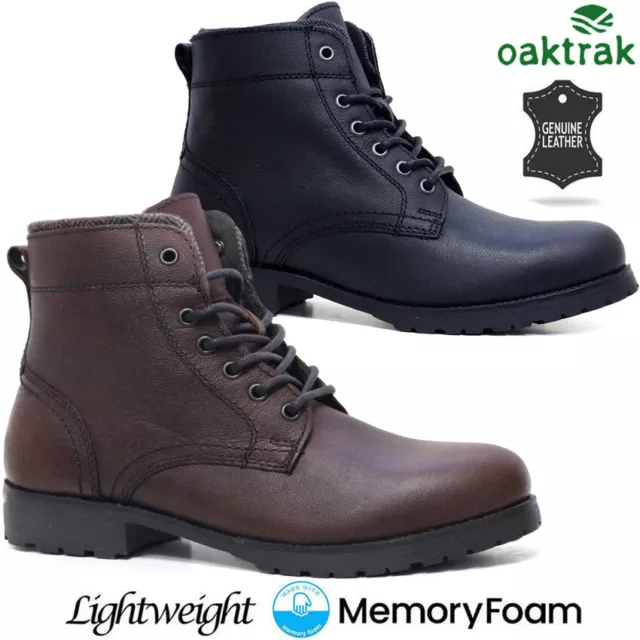 Mens Leather Army Military Combat Lace Up Walking Work Ankle Biker Boots Shoes