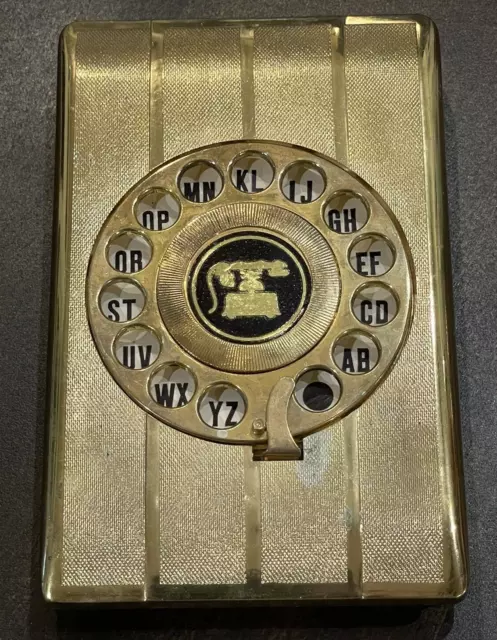 Vintage Eagle Telephone Address Rotary Phone Dial Flip Up Gold Tone Index 59