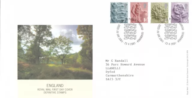 (103003) GB England FDC 65p E 1st 2nd  Definitives Bureau 2001