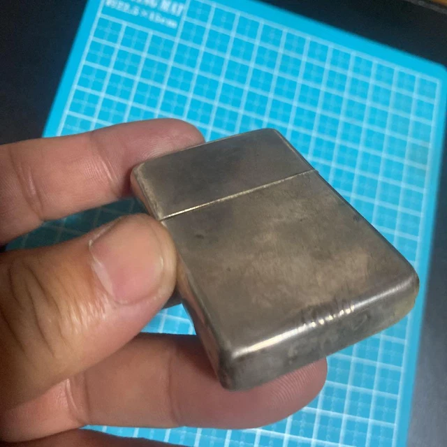 zippo Misprinted Sterling Italic Logo Vintage Oil Lighter