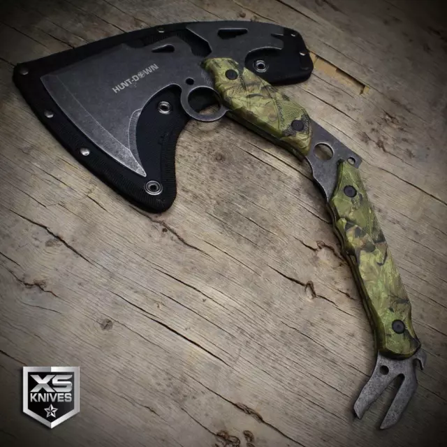 13” Tactical Survival TOMAHAWK THROWING AXE Curved BATTLE HATCHET Camo Multitool