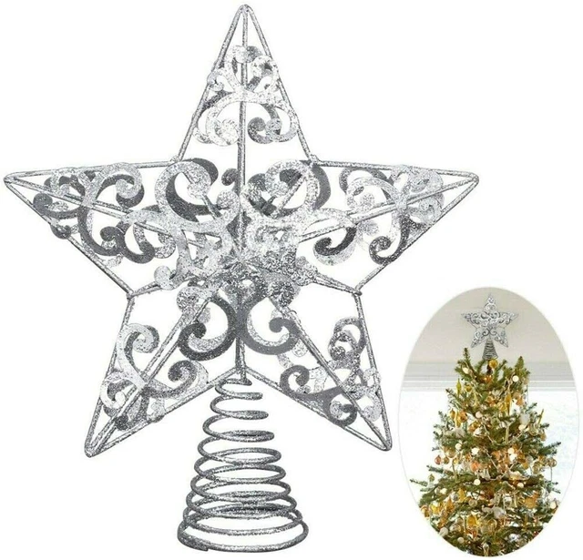 Christmas Tree Topper Hollowed-out Xmas Tree Star Topper Ornaments Party Decor