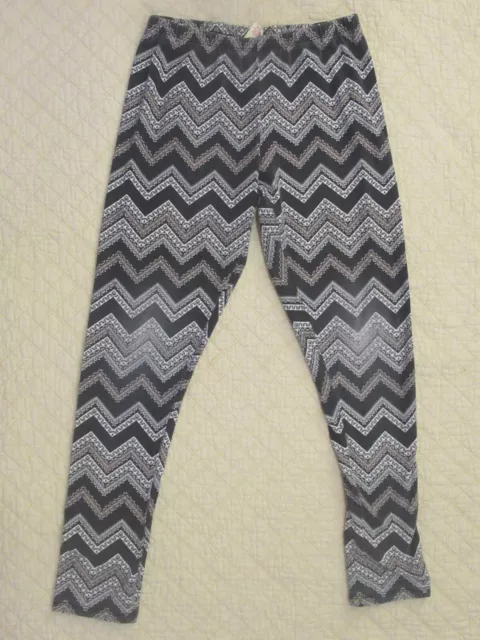 Faded Glory Girls Leggings Elastic Waist Black Multicolor Size XL (14-16)