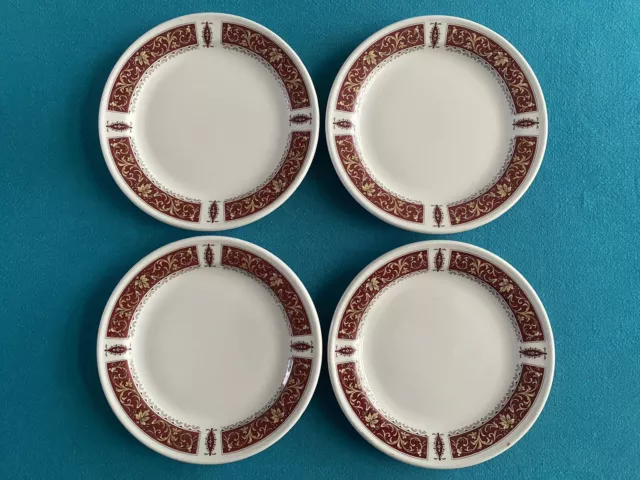 Four Vintage Royal Doulton Hotelware Steelite Side Plates Red Marina Pattern