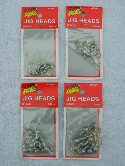ARKIE BLOODLINE JIG Heads - 10 per Pack - Sizes 1/8, 1/16, & 1/32