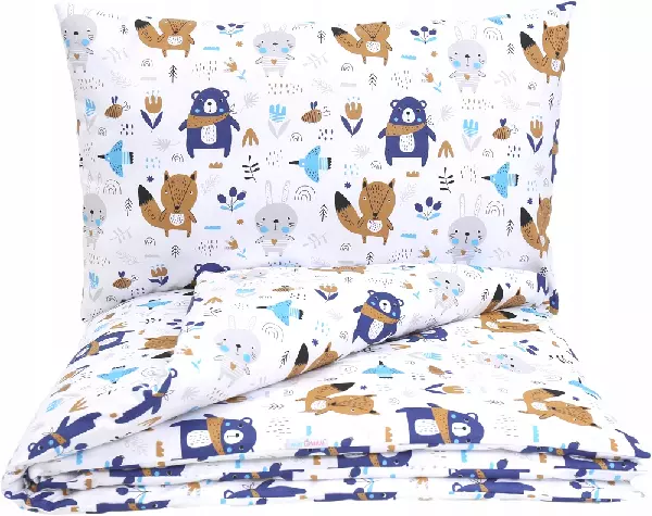 2pc Baby Bedding Fit Cotbed 135x100cm Pillowcase Duvet Cover Boho Animals Navy