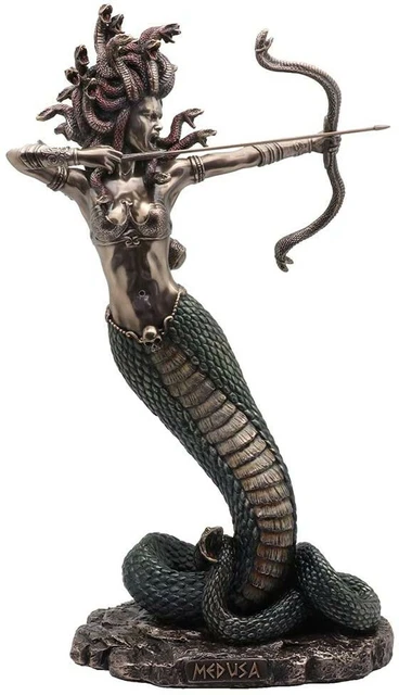 MEDUSA: GREEK MYTHOLOGY Furious Gorgon Shooting Arrow Cold Cast Bronze ...