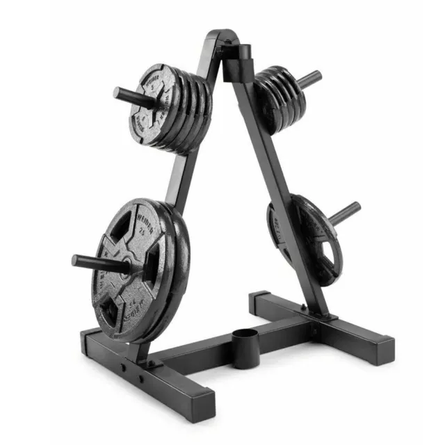 Olympic Weight Plate Tree Rack 2" Barbell Bars Storage Holder Stand Home Gym GB