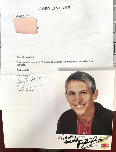 Gary Lineker - Tv Presenter / Footballer - Autographed Letter + Photo
