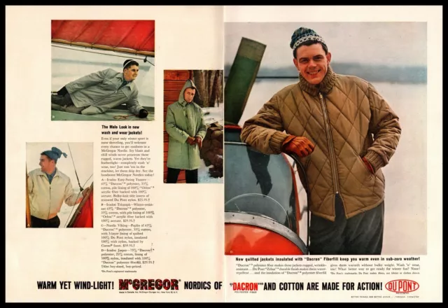 1960 McGregor Dacron DuPont Nordic Viking Jackets Coats 2-Page Vintage Print Ad