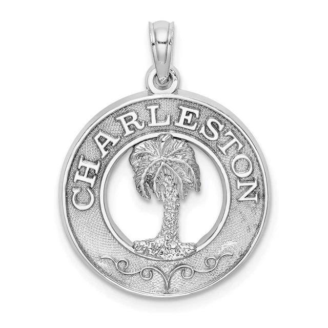 14K White Gold CHARLESTON Palm Tree Charm