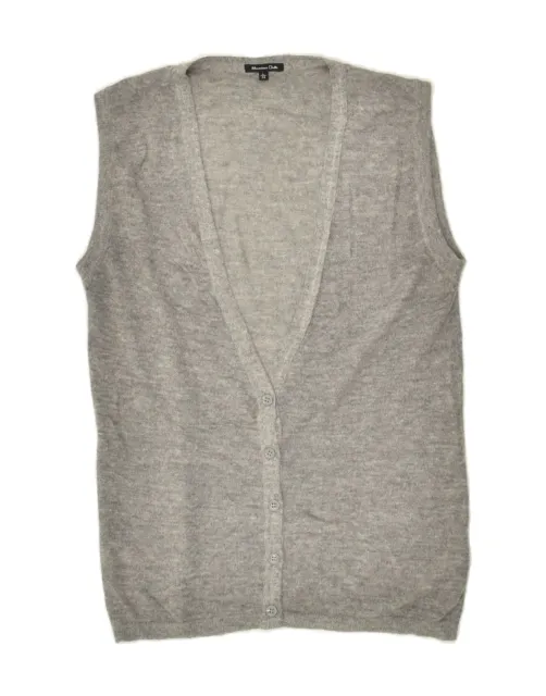 MASSIMO DUTTI Womens Sleeveless Cardigan Sweater UK 16 Large Grey Nylon AL06