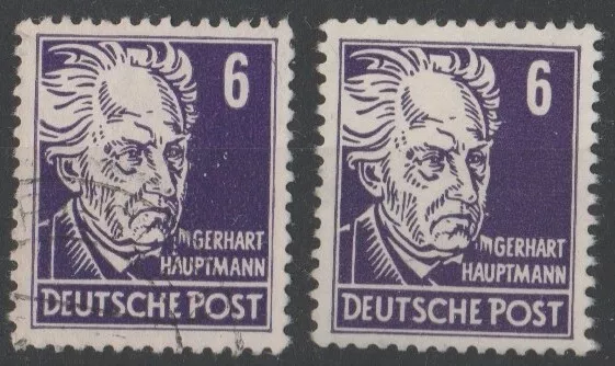 DDR 1952: Mi-Nr. 328 v XI und 328 v XII (Köpfe II) gestempelt