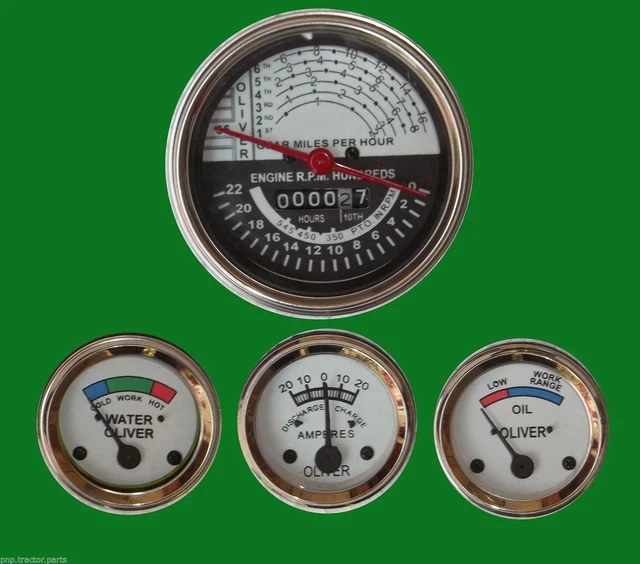 Oliver Tractor Super 55 66 67 Gauge Kit Tachometer Temp Ampere Oil-White