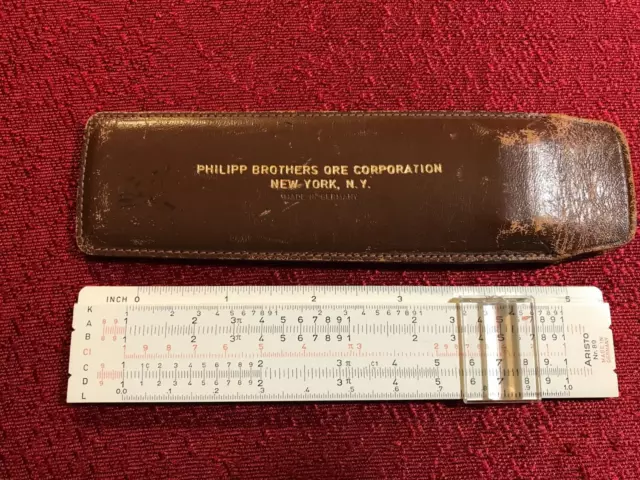 Aristo No. 89 Slide Rule & Leather Holster-VG-1955