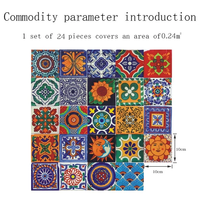 Traditional Tile-Transfers Stickers Wall Vintage Victorian Moroccan Retro Mosaic
