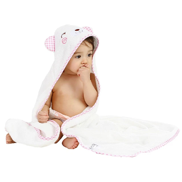 Hooded Bath Towel Cute Soft Breathable Blanket with Washcloths for Baby Y2V3