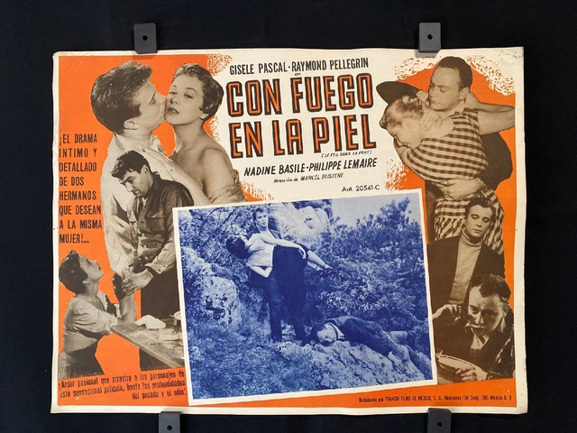 1954 Le Feu dans la peau GISELE PASCAL France Authentic MEXICAN LOBBY CARD 16x12