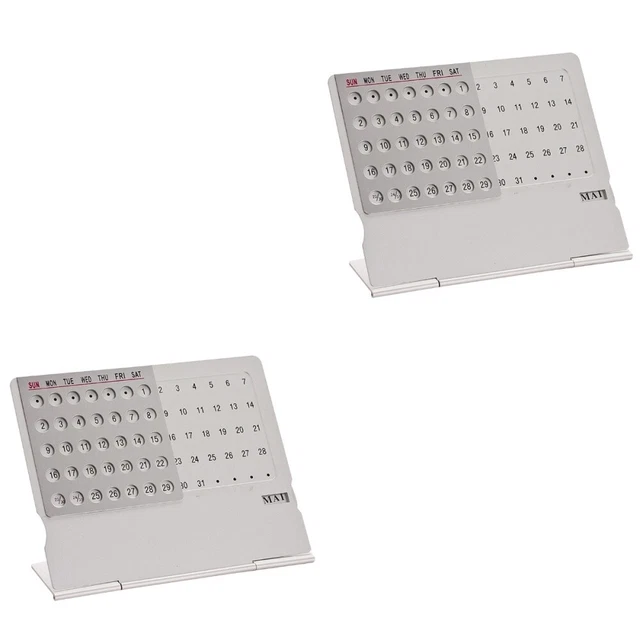 1pc Mini calendrier de bureau ultra-mince en métal calendrier perpétuel agenda