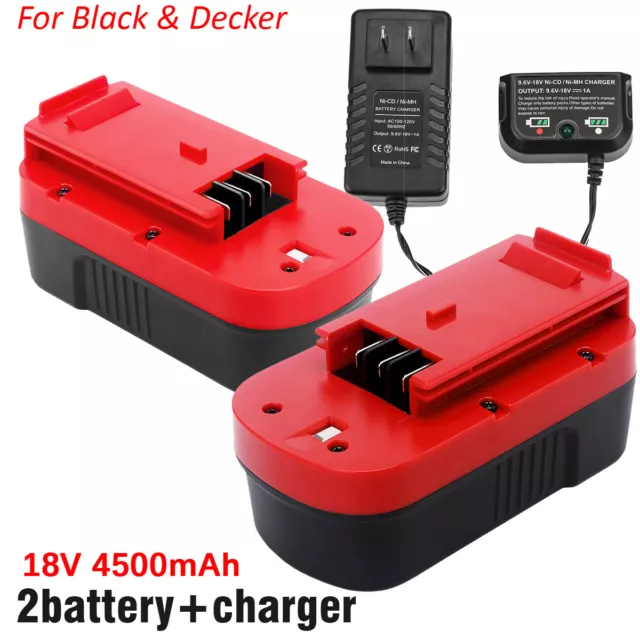 4500mAh 18V Battery/Charger for Black & Decker HPB18 Firestorm