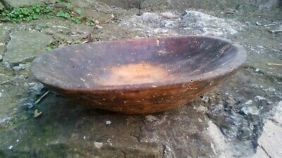 OLD ANTIQUE WOODEN PRIMITIVE CARVED BOWL CUP "KOPANKA" KNEAD BREAD 19th