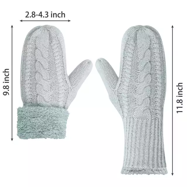 Womens Ladies Knitted Soft Insulated Extra Warm Winter Mittens Gloves Thick 2