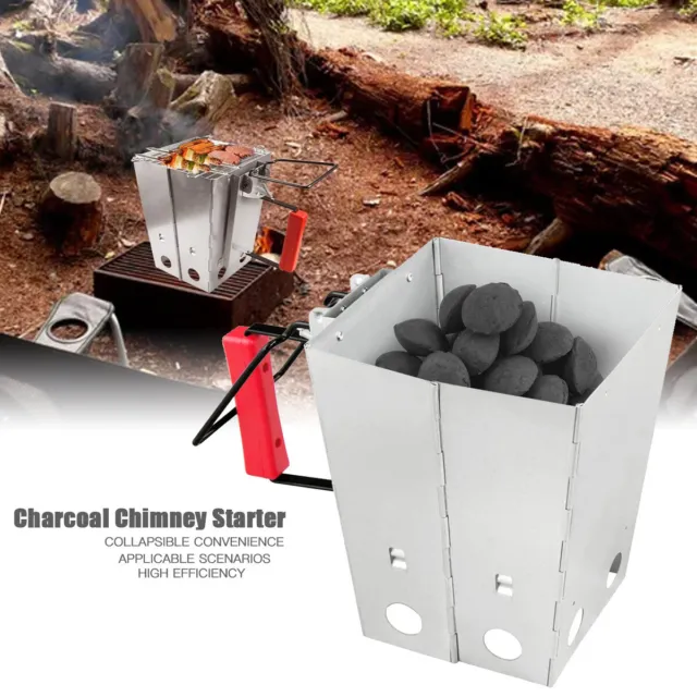 Rapid Charcoal Chimney Barbecue Fire Starter Set BBQ Grill Lighter Grilling Tool