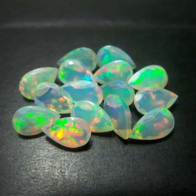 8x5 MM Natural AAAA Grade Rainbow Fire Ethiopian Opal Faceted Oval 5 Piece Lot