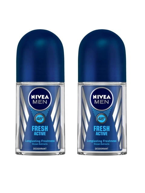 NIVEA Paquet De 2 Hommes Frais Actif Rouleau Sur Durable Déodorant 100 ML 3.4 Fl