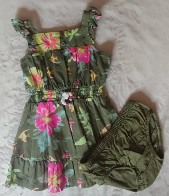 Carters baby girl green floral print dress  6 months infant wear outfit set New
