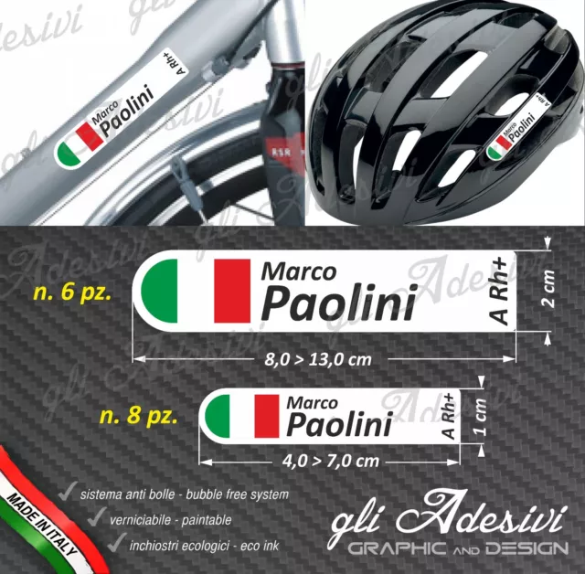 Set 14 Adesivi Stickers tuo Nome Casco Bici Moto Cupolino fondo bianco