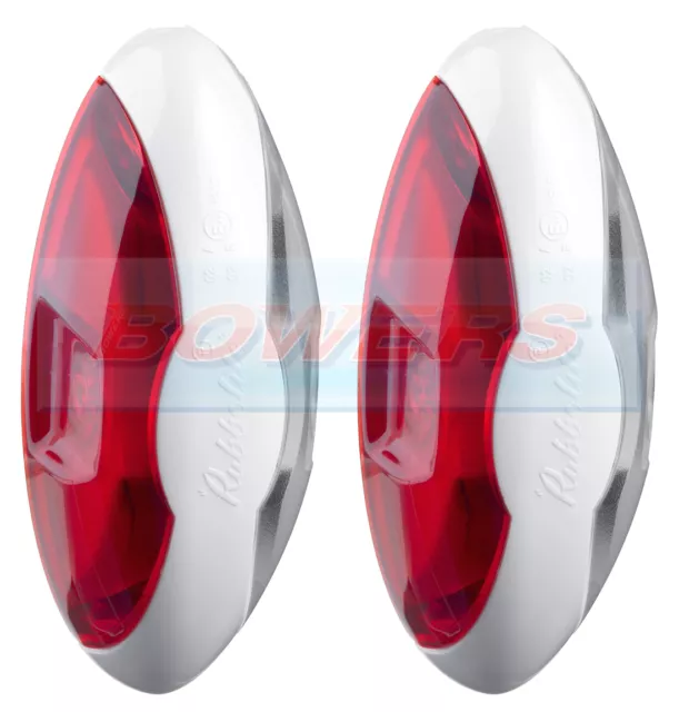 2 x RUBBOLITE WHITE RED FRONT REAR LED END OUTLINE MARKER LAMPS LIGHTS CARAVAN